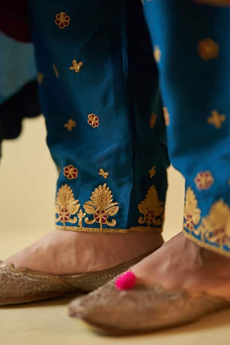 Shop Angad Singh Wine Silk, Crepe Embroidery V-neck Zari Choga Pant Set Online at Aza Fashions Shop_Angad Singh_Wine Silk, Crepe Embroidery V-neck Zari Choga Pant Set _Online_at_Aza_Fashions