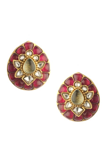 Aulerth X Tribe Amrapali Carnival Of Crimsons Stone Embellished Stud Earrings 