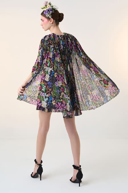 Dania Siddiqui Cho Floral Print Cape Dress 