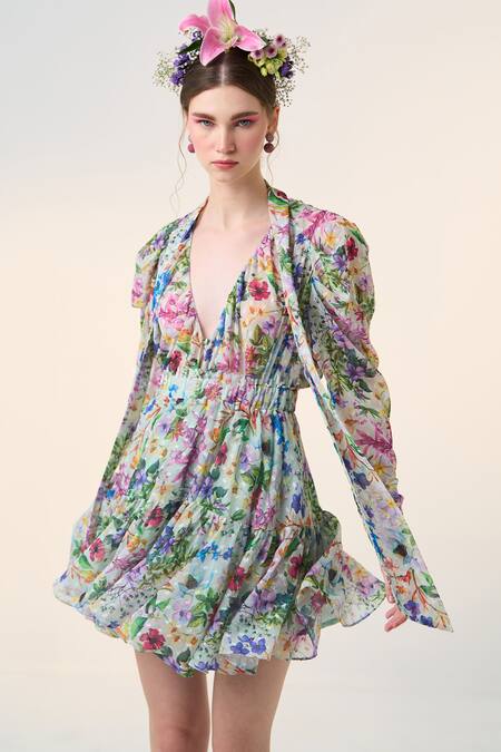 Dania Siddiqui Green Chiffon Naoki Floral Print Skirt Online at Aza Fashions Dania Siddiqui_Green Chiffon Naoki Floral Print Skirt _Online_at_Aza_Fashions