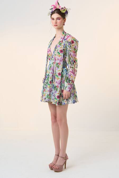 Buy Dania Siddiqui Green Chiffon Naoki Floral Print Skirt Online at Aza Fashions Buy_Dania Siddiqui_Green Chiffon Naoki Floral Print Skirt _Online_at_Aza_Fashions