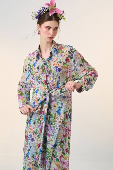 Dania Siddiqui Green Chiffon Sayuri Floral Print Pant Online at Aza Fashions Dania Siddiqui_Green Chiffon Sayuri Floral Print Pant _Online_at_Aza_Fashions