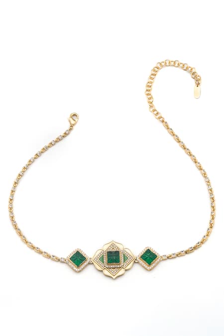 Shop Aulerth X JJ Valaya Green Rumeli Carved Stone Embellished Choker Necklace at Aza Fashions Shop_Aulerth X JJ Valaya_Green Rumeli Carved Stone Embellished Choker Necklace _at_Aza_Fashions