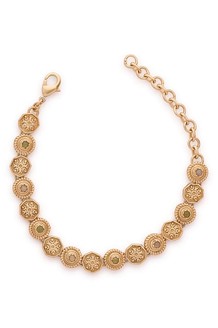 Aulerth X JJ Valaya Carved Geometric Stone Embellished Bracelet 