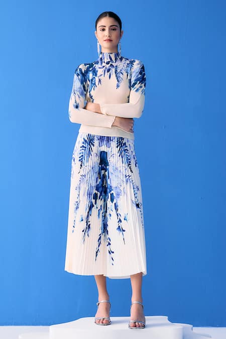 Pleats by Aruni Printed Pleated Top & Culotte Set 