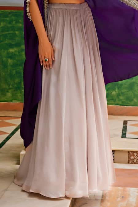 Buy_1999ad By Amita & Deepak_Pink Organza Beads, Zari Square Neck, Border Embroidered Jacket Lehenga Set 