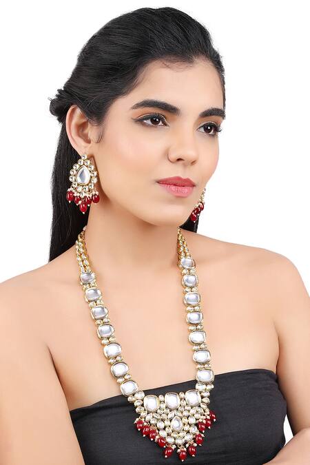 Aakarsha by Ajay Two Tone Finish Kundan & Stone Embellished Necklace Set 