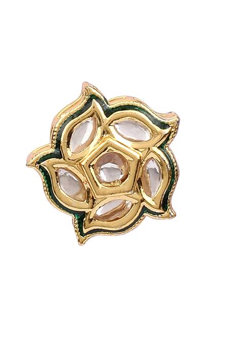 Aakarsha By Ajay_Gold Plated Diamonds, Stones Kundan Embellished Floral Stud Earrings_at_Aza_Fashions