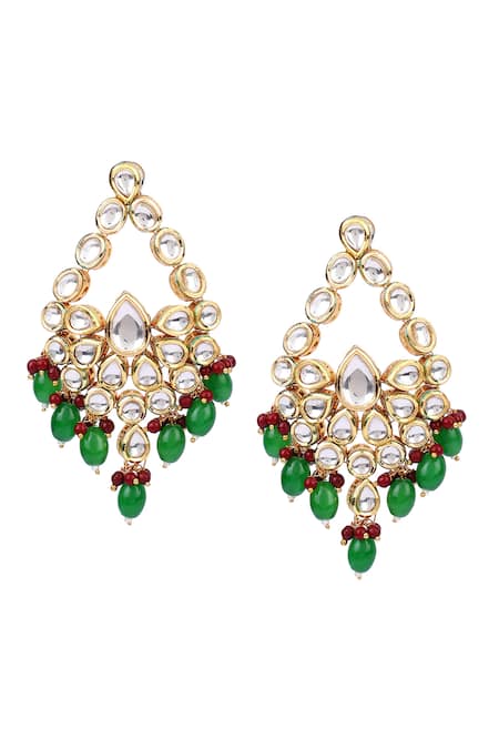 Aakarsha By Ajay Kundan Geometric Drop Earrings 
