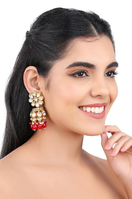 Aakarsha by Ajay Kundan Floral Jhumkas 