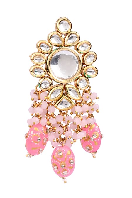 Shop Aakarsha By Ajay Pink Pearls, Beads Flower Kundan Earrings Online at Aza Fashions Shop_Aakarsha By Ajay_Pink Pearls, Beads Flower Kundan Earrings_Online_at_Aza_Fashions