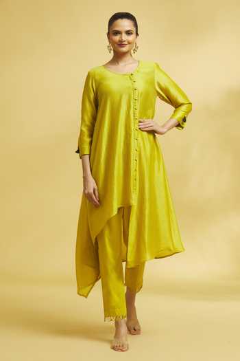 Nisar Ivory Tunic Set In Chanderi main image 0