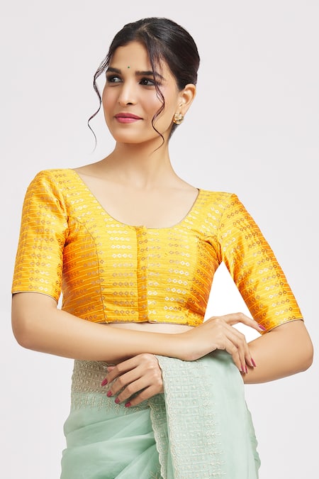 Samyukta Singhania Diamond Striped Woven Brocade Blouse 