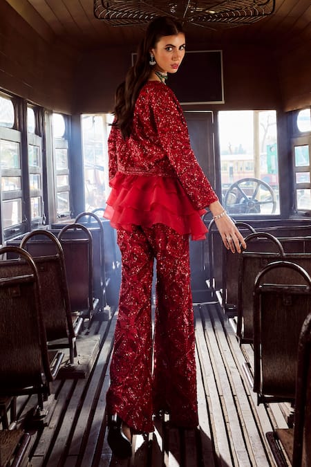 Rococo Genesis Embroidered Ruffle Jacket Sharara Set 