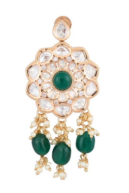 Shop Saga Jewels Multi Color Diamonds, Stones Floral Kundan Choker Set Shop_Saga Jewels_Multi Color Diamonds, Stones Floral Kundan Choker Set