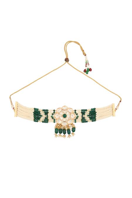 Buy Saga Jewels Multi Color Diamonds, Stones Floral Kundan Choker Set Buy_Saga Jewels_Multi Color Diamonds, Stones Floral Kundan Choker Set