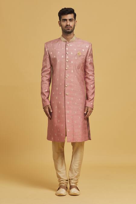 Buy Seirra Thakur Pink Cotton, Silk Embroidery Sherwani And Churidar Set Online at Aza Fashions Buy_Seirra Thakur_Pink Cotton, Silk Embroidery Sherwani And Churidar Set_Online_at_Aza_Fashions