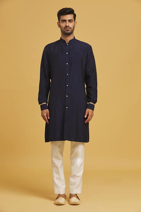 Seirra Thakur Blue Silk, Cotton Embroidery, Applique Floral Nehru Jacket Set Online at Aza Fashions Seirra Thakur_Blue Silk, Cotton Embroidery, Applique Floral Nehru Jacket Set_Online_at_Aza_Fashions