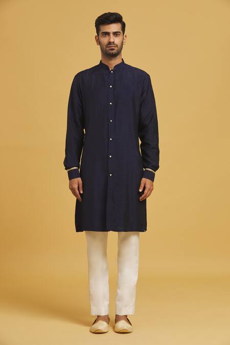 Buy Seirra Thakur Blue Silk, , Satin Solid Kurta And Straight Pant Set Online at Aza Fashions Buy_Seirra Thakur_Blue Silk, , Satin Solid Kurta And Straight Pant Set_Online_at_Aza_Fashions