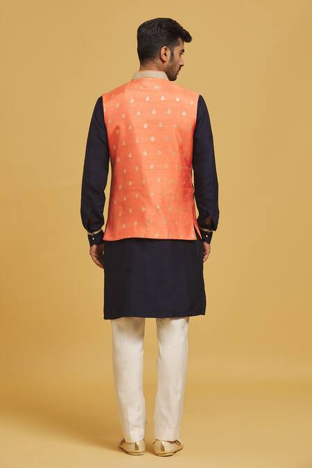 Shop Seirra Thakur Orange Silk Embroidery Floral Applique Nehru Jacket at Aza Fashions Shop_Seirra Thakur_Orange Silk Embroidery Floral Applique Nehru Jacket_at_Aza_Fashions