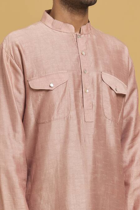 Shop_Seirra Thakur_Pink Silk Solid Kurta And Salwar Set_Online_at_Aza_Fashions