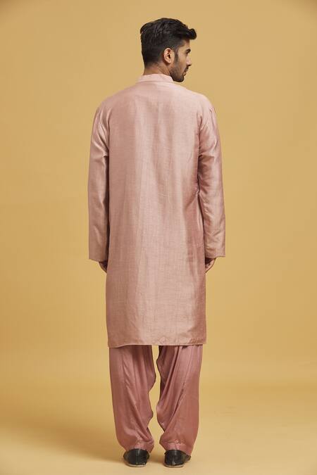 Shop_Seirra Thakur_Pink Silk Solid Kurta And Salwar Set_at_Aza_Fashions