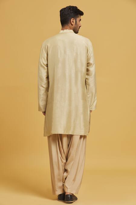Shop_Seirra Thakur_Beige Silk Plain Kurta And Salwar Set_at_Aza_Fashions