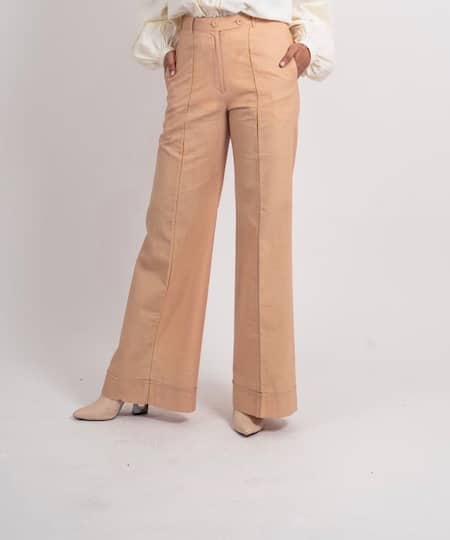 Shop Ahmev Beige Handloom Cotton Solid Trousers at Aza Fashions Shop_Ahmev_Beige Handloom Cotton Solid Trousers _at_Aza_Fashions