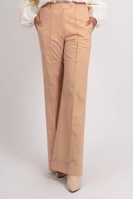 Buy Ahmev Beige Handloom Cotton Solid Trousers Buy_Ahmev_Beige Handloom Cotton Solid Trousers