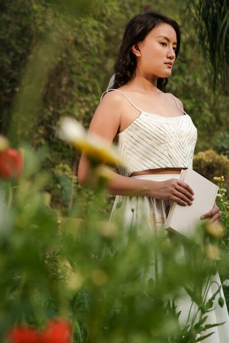 Buy_Ahmev_Ivory Cotton Square Neck Stripe Pattern Crop Top _Online_at_Aza_Fashions