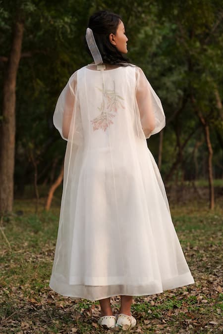 Ahmev Sheer Angarakha With Floral Pattern Slip 