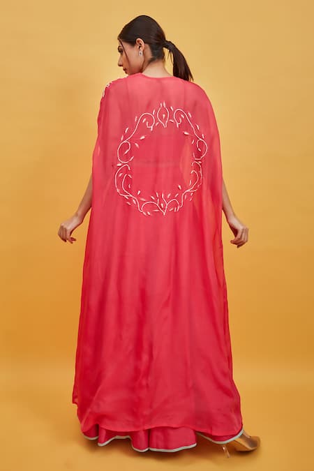 Sandhya Shah Hand Embroidered Cape Lehenga Set 