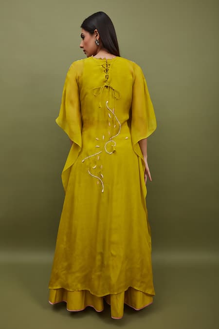 Sandhya Shah Embroidered Cape Lehenga Set 