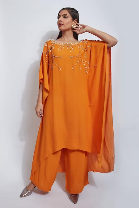 Sandhya Shah Yoke Embroidered Kaftan & Palazzo Set 