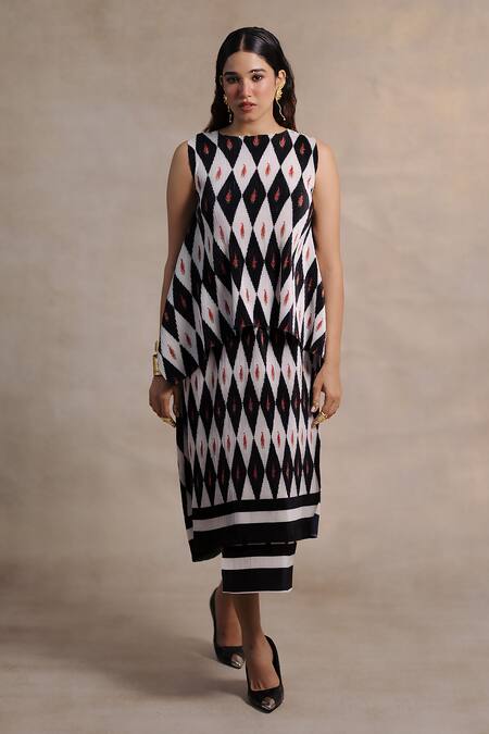 Moh India White Satin Embroidery Round Neck Paisley Jaal Top And Skirt Set Online at Aza Fashions Moh India_White Satin Embroidery Round Neck Paisley Jaal Top And Skirt Set _Online_at_Aza_Fashions