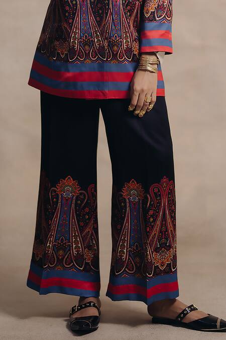 Moh India_Multi Color Bemberg Mushroom Twill Cotton Satin Printed Surm Jacket Pant Set_Online_at_Aza_Fashions