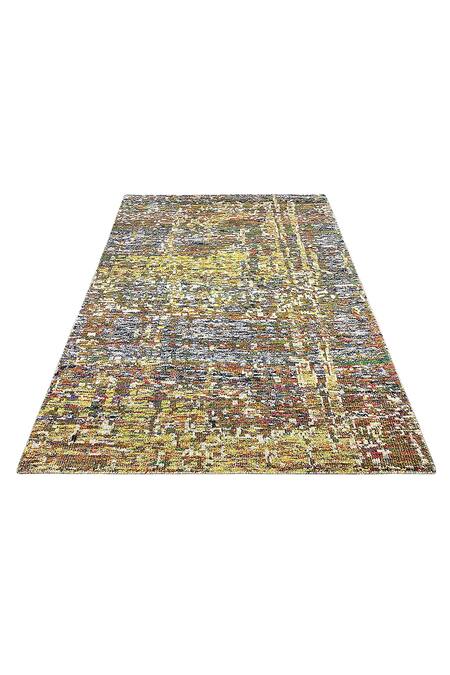 Qaaleen_Green Recycled Silk Handcrafted Carpet_Online_at_Aza_Fashions