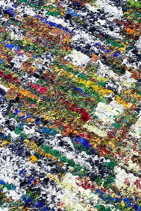 Buy_Qaaleen_Green Recycled Silk Handcrafted Carpet_Online_at_Aza_Fashions