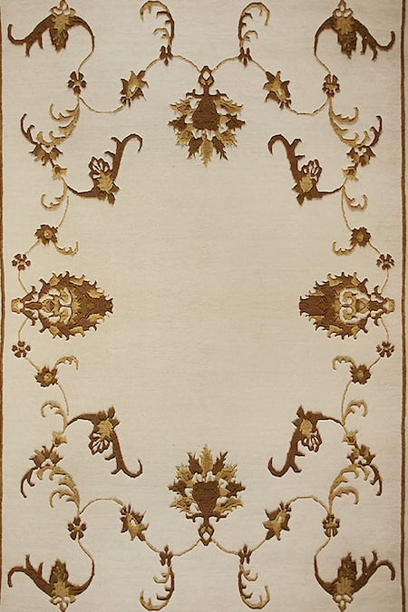 Qaaleen Beige New Zealand Wool Handcrafted Knotted Carpet