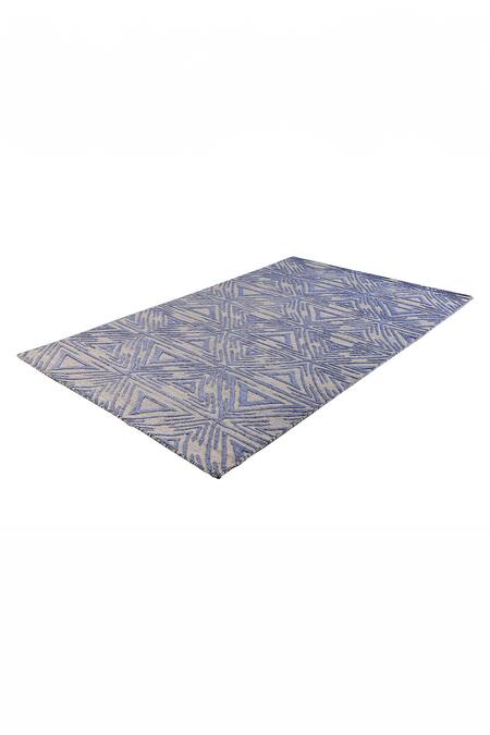 Shop_Qaaleen_Grey Viscose Silk Embossed Handloom Wool Carpet _at_Aza_Fashions