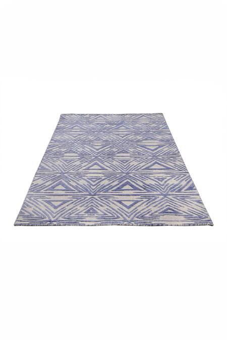 Qaaleen_Grey Viscose Silk Embossed Handloom Wool Carpet _Online_at_Aza_Fashions