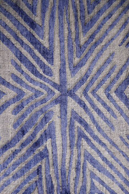Buy_Qaaleen_Grey Viscose Silk Embossed Handloom Wool Carpet _Online_at_Aza_Fashions