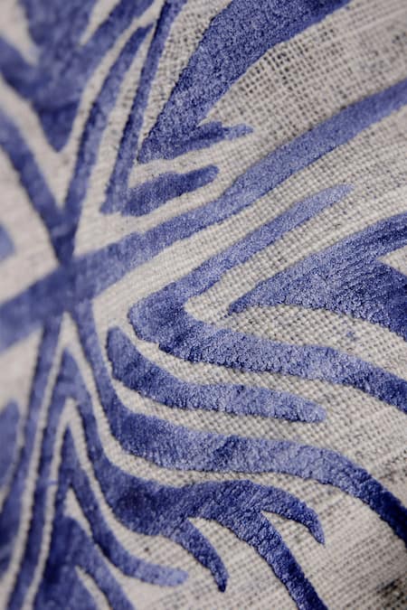 Shop_Qaaleen_Grey Viscose Silk Embossed Handloom Wool Carpet _Online_at_Aza_Fashions