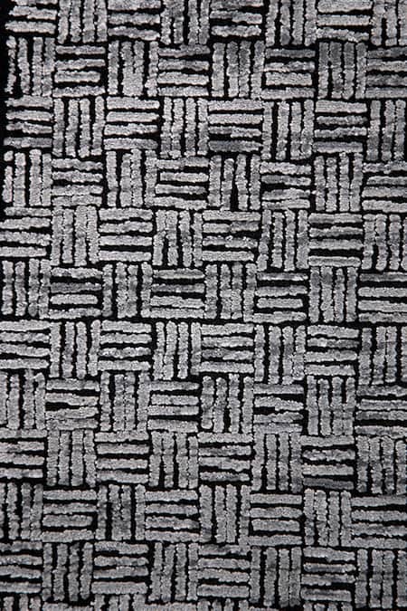 Buy_Qaaleen_Black Viscose Silk Embossed Handcrafted Carpet _Online_at_Aza_Fashions