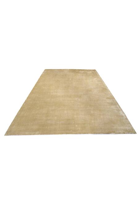 Qaaleen_Gold Viscose Silk Handloom Carpet _Online_at_Aza_Fashions