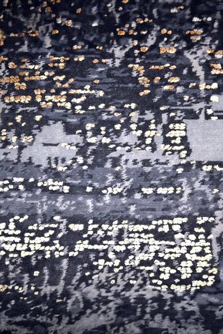 Buy_Qaaleen_Grey Bamboo Silk, Semi Worsted New Zealand Wool Embossed Handcrafted Carpet_Online_at_Aza_Fashions