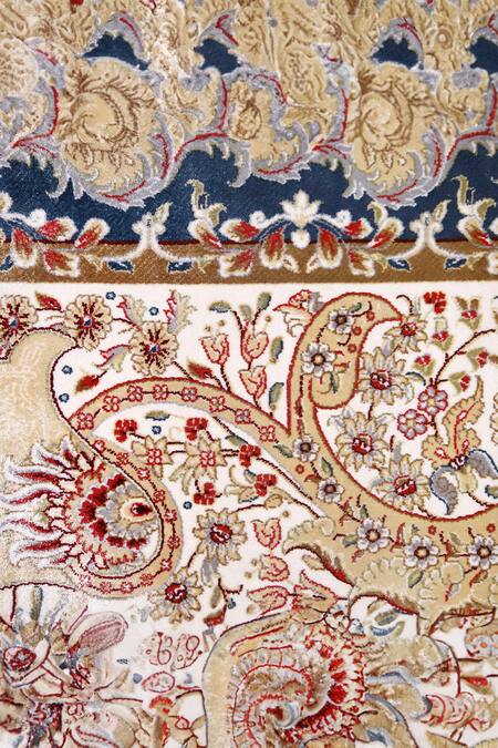 Qaaleen_Red Viscose Silk And Acrylic Handcrafted Floral Carpet _Online_at_Aza_Fashions