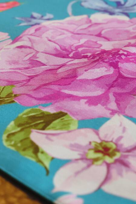 Oris Root_Blue Front Cotton Canvas Back Ettra Floral Table Runner_Online_at_Aza_Fashions