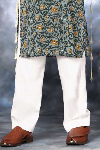 Buy Littlecheer Grey Cotton Embroidery Floral Vine Print Kurta With Pant Online at Aza Fashions Buy_Littlecheer_Grey Cotton Embroidery Floral Vine Print Kurta With Pant _Online_at_Aza_Fashions