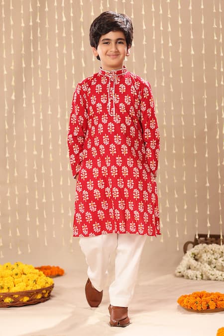 Littlecheer Flower Print Kurta With Pant 